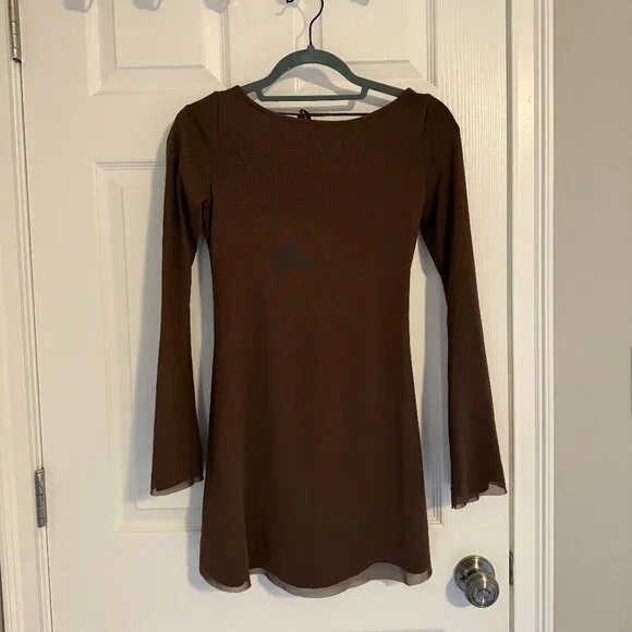 knee length dresses for ladies Nolan Mini Dress Brown main image 0